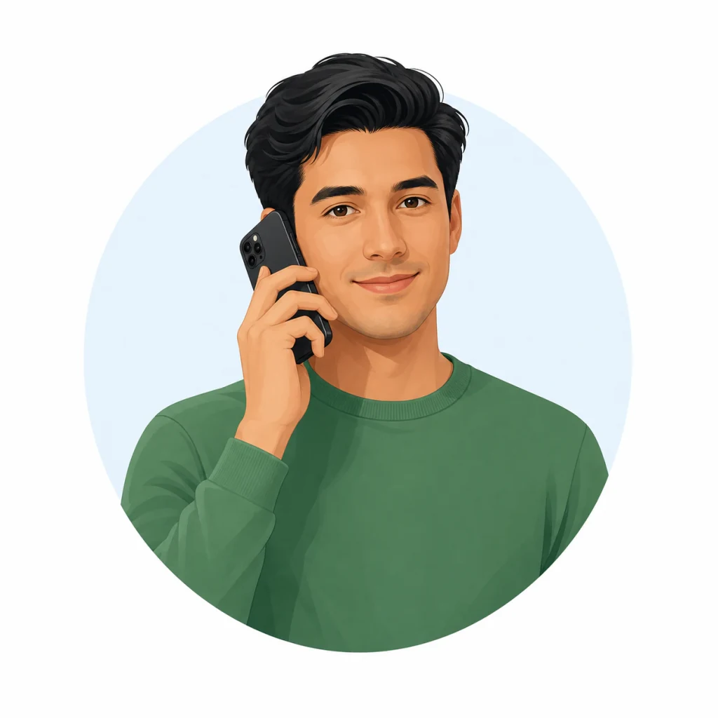 Ein Mann hält ein Smartphone ans Ohr